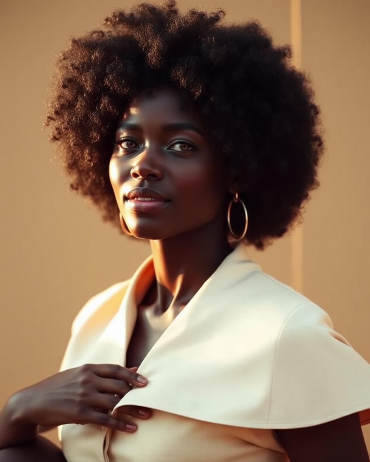 Woman with natural afro hair